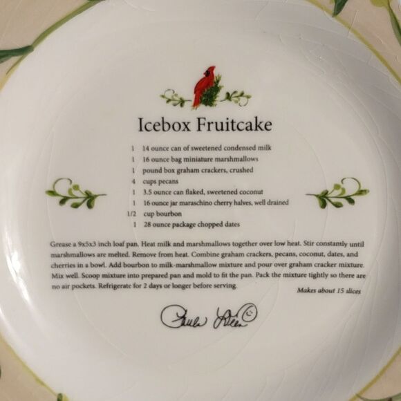 Paula Deen Home For The Holidays "Icebox Fruitcake" Recipe Plate - Picture 4 of 5